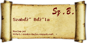 Szabó Béla névjegykártya