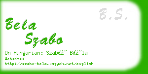 bela szabo business card